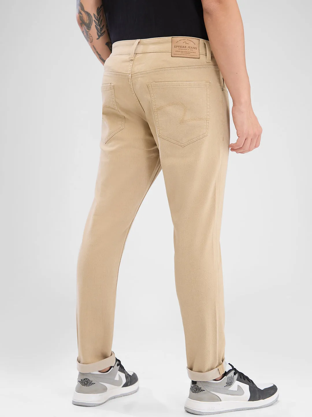 Spykar Khaki Slim Fit Jeans For Men