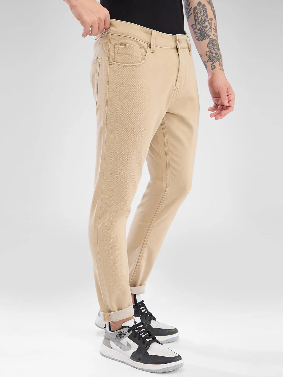 Spykar Khaki Slim Fit Jeans For Men