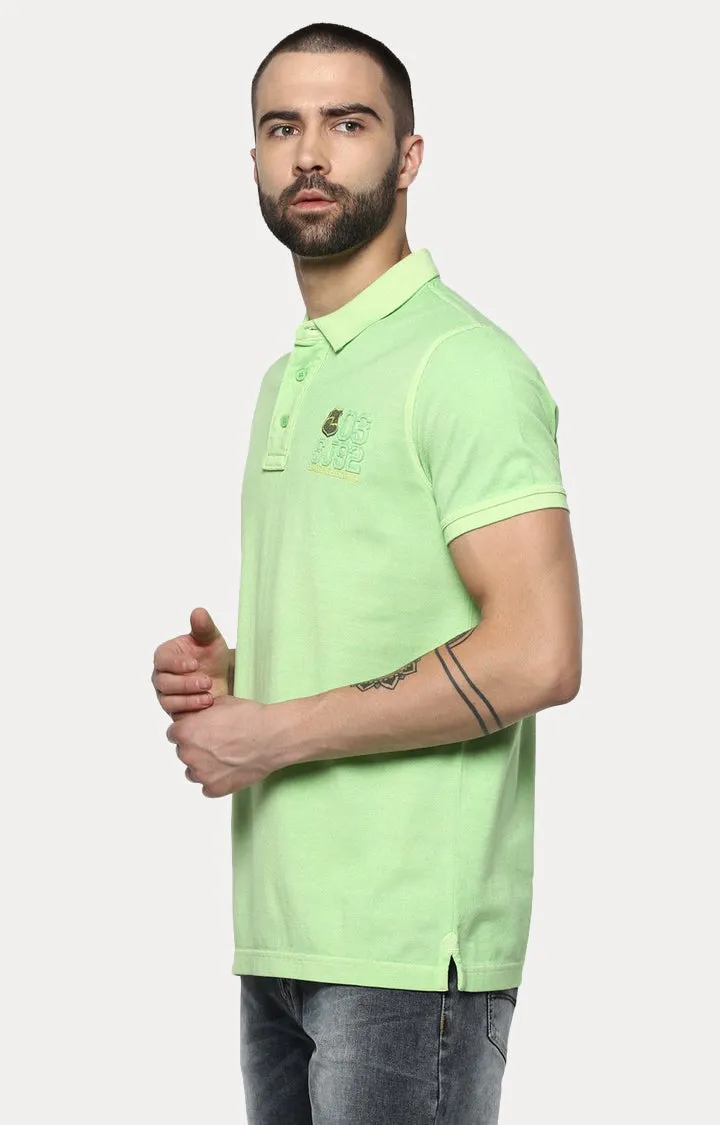 Spykar Lime Green Solid Slim Fit Polo T-Shirt