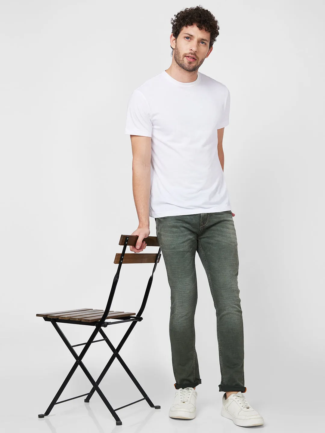 Spykar Low Rise Slim Fit Green Jeans For Men