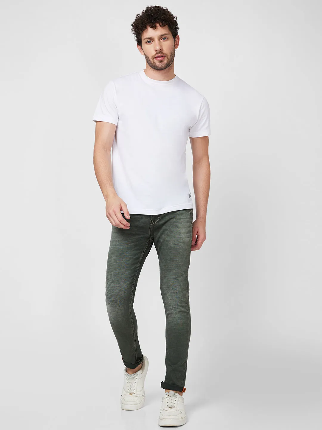 Spykar Low Rise Slim Fit Green Jeans For Men