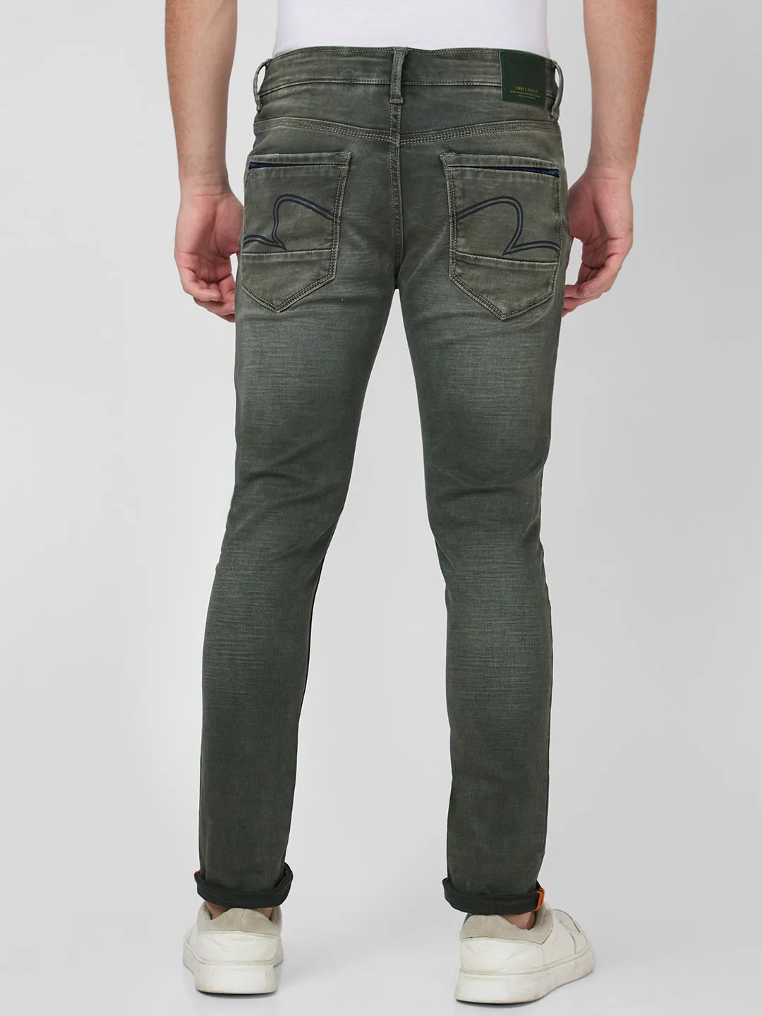 Spykar Low Rise Slim Fit Green Jeans For Men