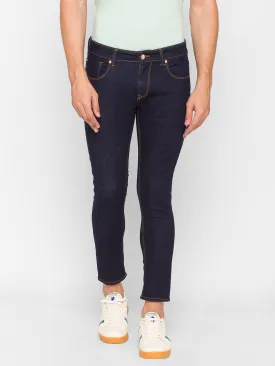 Spykar Men Blue Raw Slim Fit Tapered Length Mid Rise Jeans(Kano)