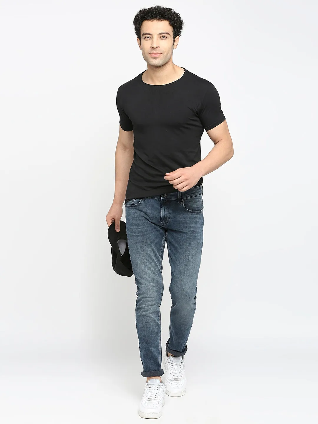 Spykar Men Slim Fit Low-Rise Heavy Fade Cotton Jeans