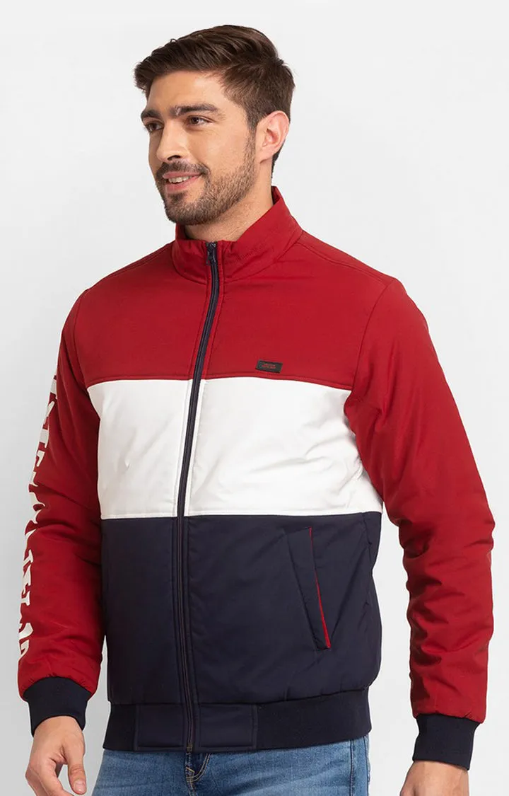 Spykar Red Polyester Full Sleeve Casual Jacket For Men