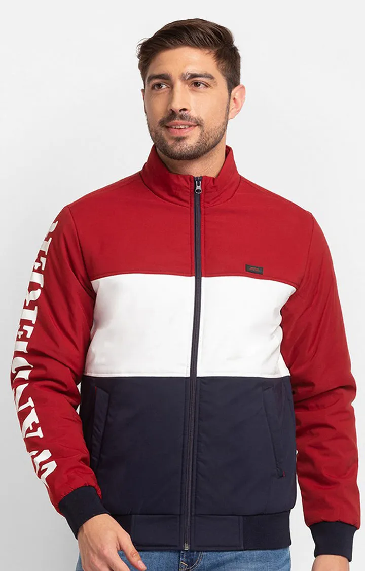 Spykar Red Polyester Full Sleeve Casual Jacket For Men