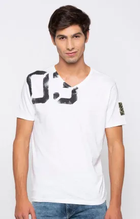 Spykar White Melange Slim Fit Men T-Shirts