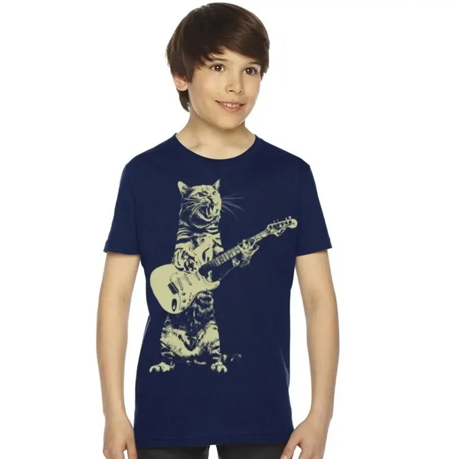 T-shirt, Kids cat playing guitar