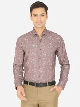 Terracotta Printed Slim Fit Party Wear Shirt | JB Studio