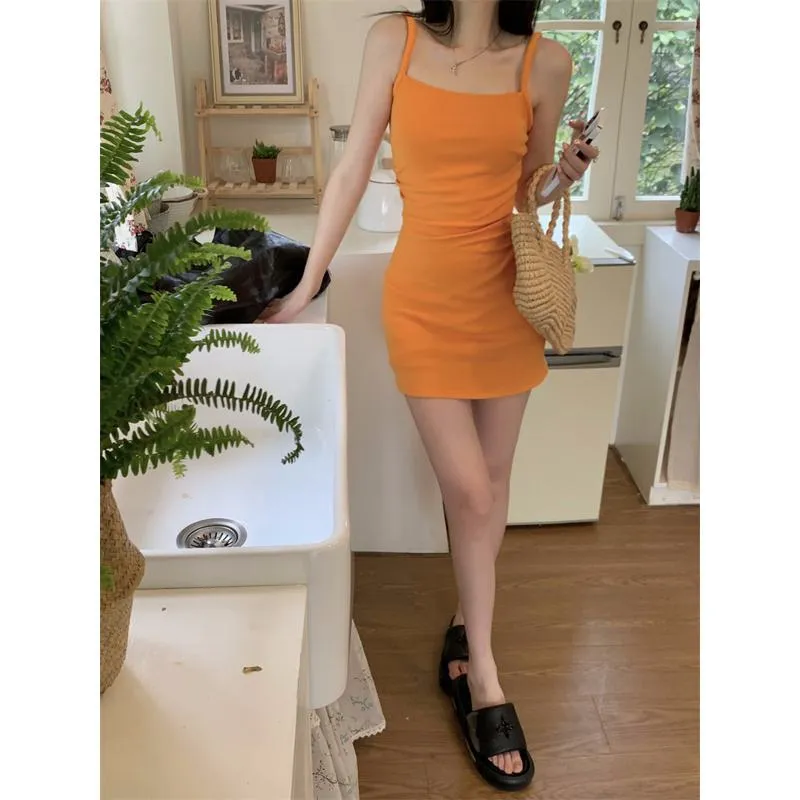 Tight-Fitting Cinched Waist Slim-Fit Hip-Hugging Slimming Cami Dress