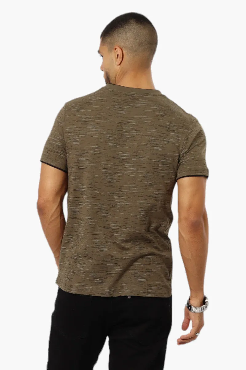 Urbanology Patterned V-Neck Tee - Olive