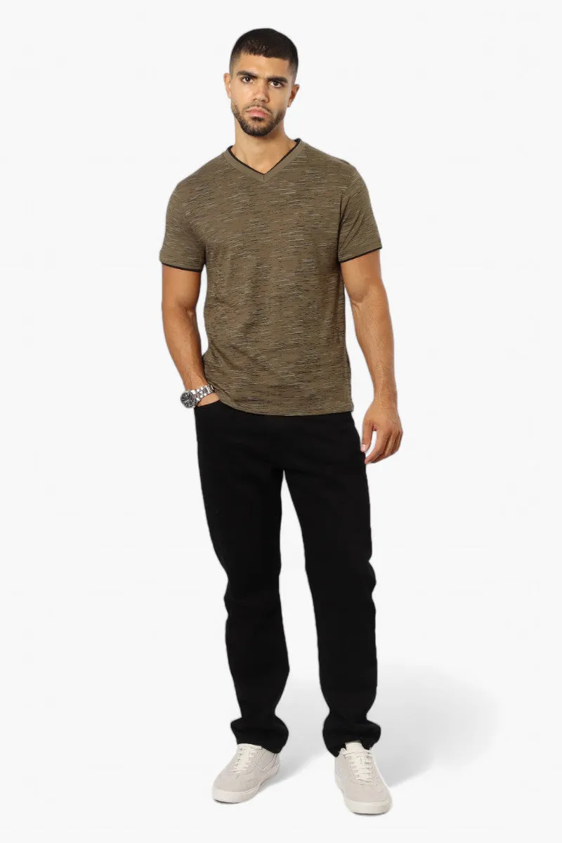 Urbanology Patterned V-Neck Tee - Olive