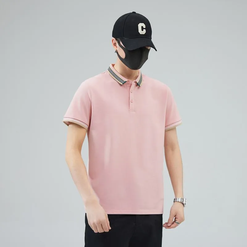 Versatile Trendy Lapel Pure Cotton Elasticity Simplicity Short Sleeve Polo Shirt