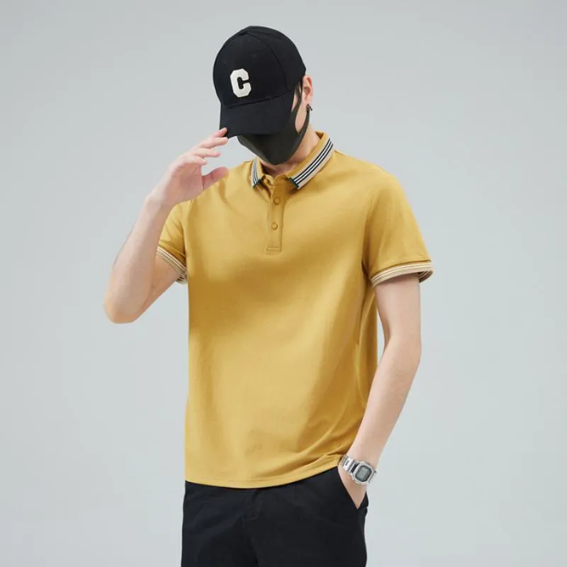 Versatile Trendy Lapel Pure Cotton Elasticity Simplicity Short Sleeve Polo Shirt