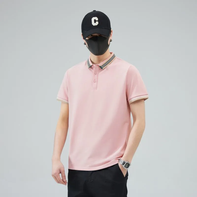 Versatile Trendy Lapel Pure Cotton Elasticity Simplicity Short Sleeve Polo Shirt