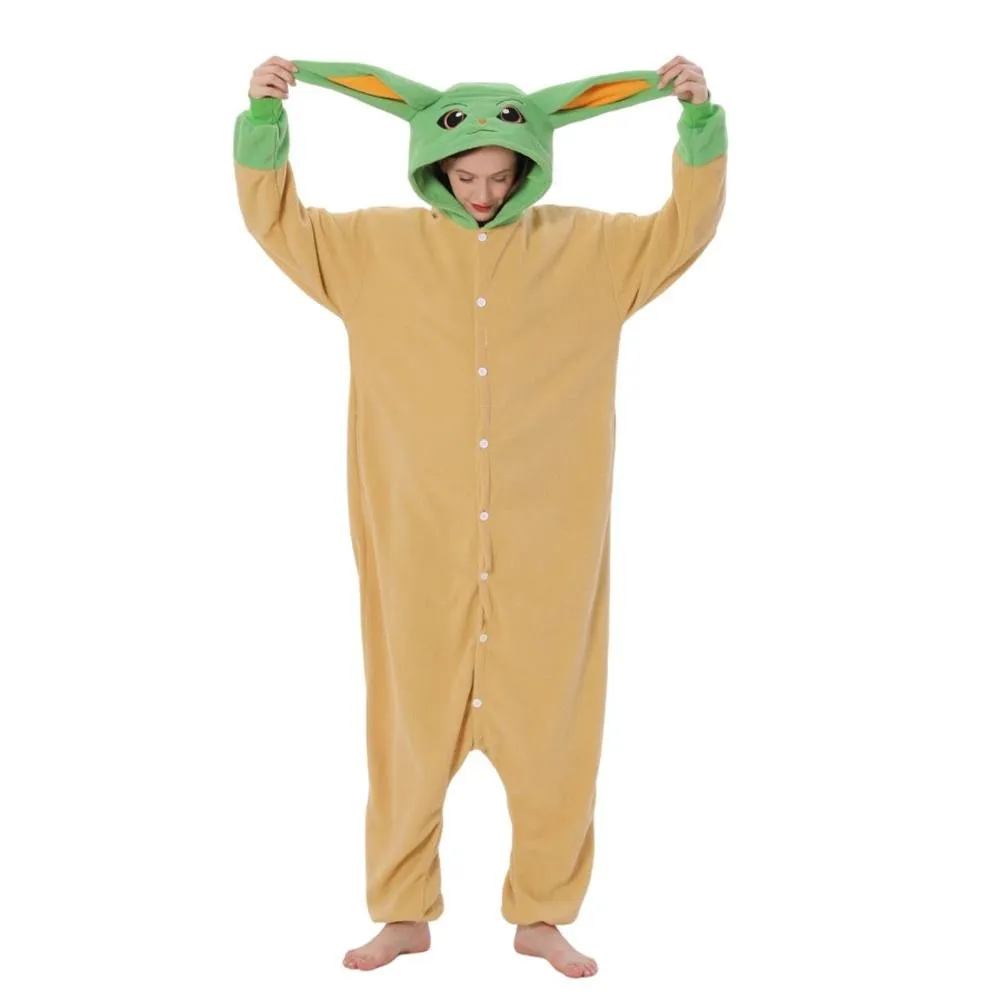 Yoda Kigurumi Onesies Anime Star Wars Pajamas Pyjamas Halloween Costume